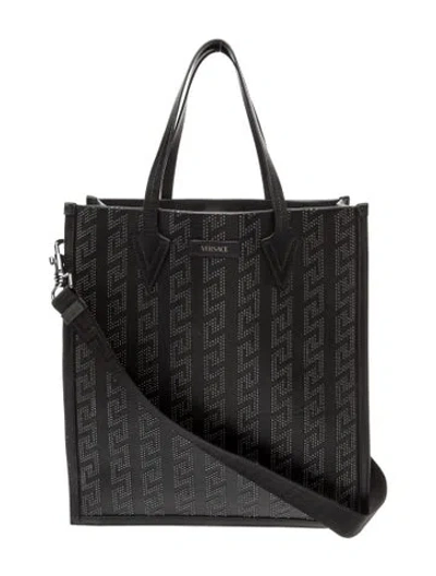 Pre-owned Versace Leather Tote In Black