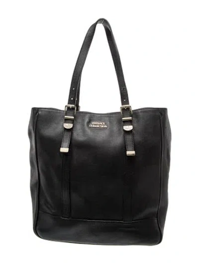 Pre-owned Versace Leather Tote In Black
