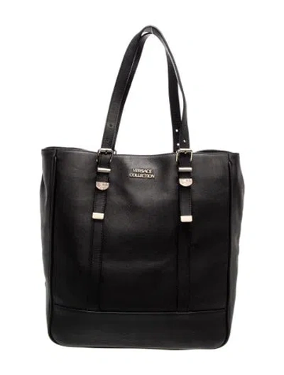 Pre-owned Versace Leather Tote In Black