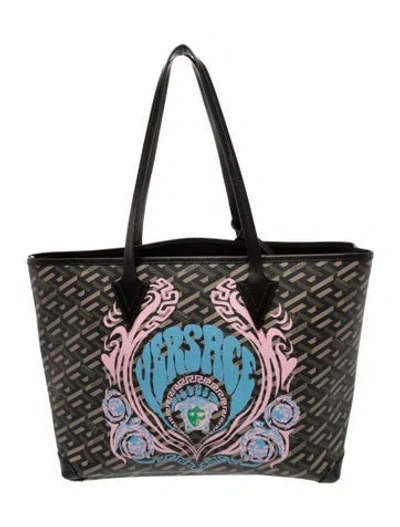 Pre-owned Versace Leather Tote In Black