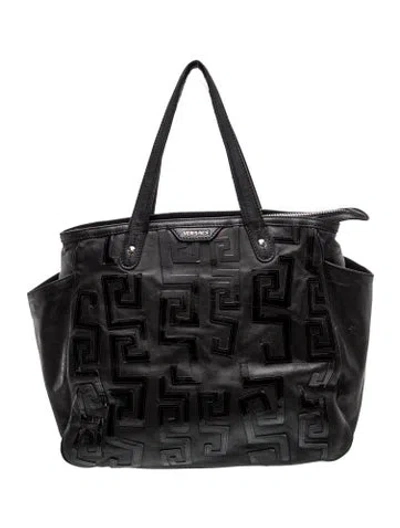 Pre-owned Versace Leather Tote In Black