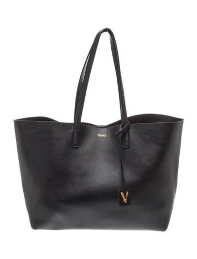 Pre-owned Versace Leather Tote In Black