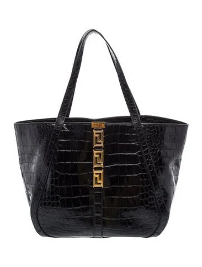 Pre-owned Versace Leather Tote In Black