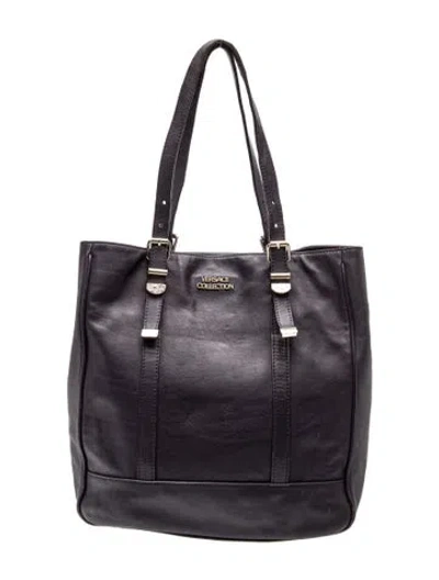 Pre-owned Versace Leather Tote In Black