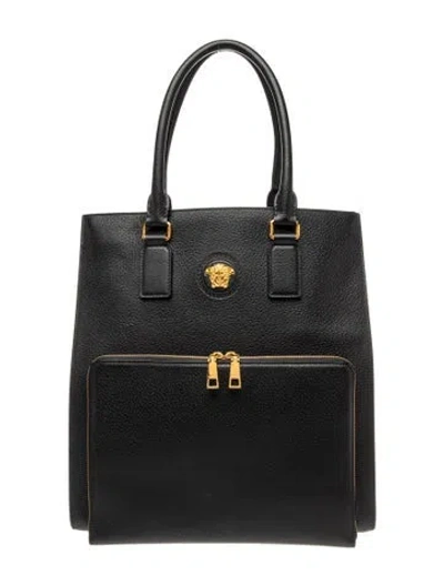 Pre-owned Versace Leather Tote In Black