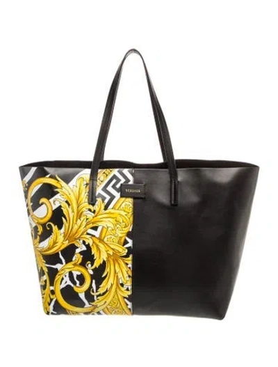 Pre-owned Versace Leather Tote In Black