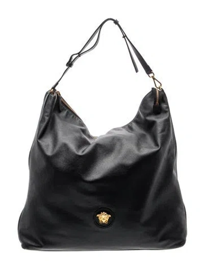 Pre-owned Versace Leather Tote In Black