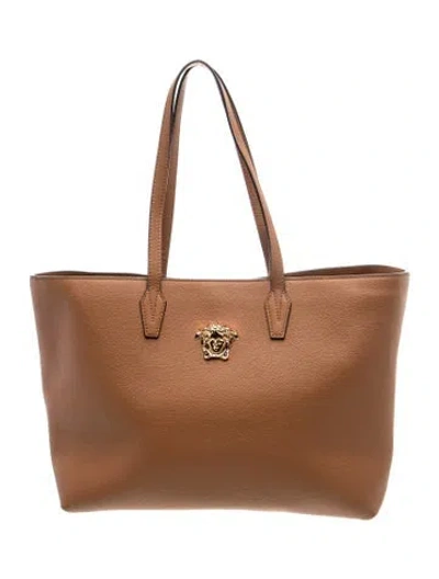 Pre-owned Versace Leather Tote In Brown