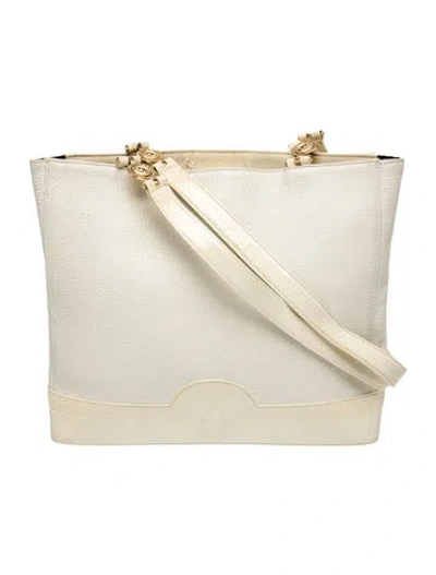 Pre-owned Versace Leather Tote In Neutrals