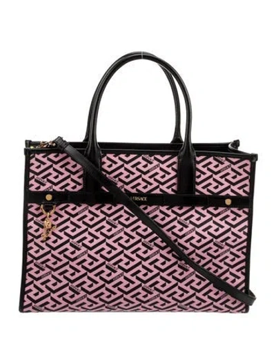Pre-owned Versace Leather Tote In Pink