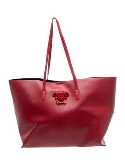Pre-owned Versace Leather Tote In Red