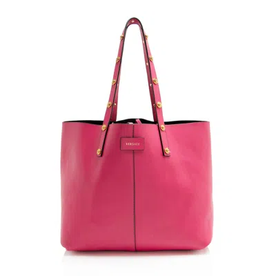 Versace Leather Tribute Shopper Tote In Pink