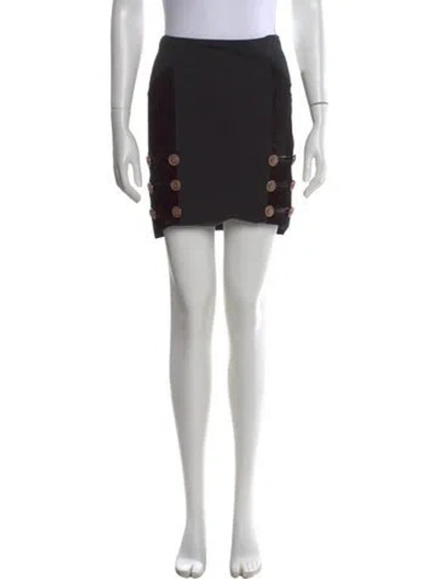 Pre-owned Versace Leather Trim Embellishment Mini Skirt In Black