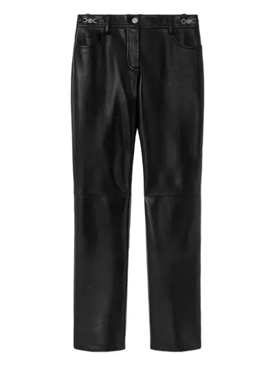Versace Leather Trousers In Black