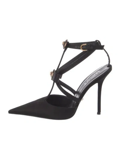 Pre-owned Versace Leather T-strap Pumps In Black