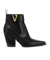Versace Embellished Leather Ankle Boots In Black