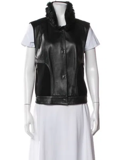 Pre-owned Versace Leather Vest In Black
