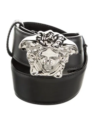 Pre-owned Versace Leather Waist Belt In Black