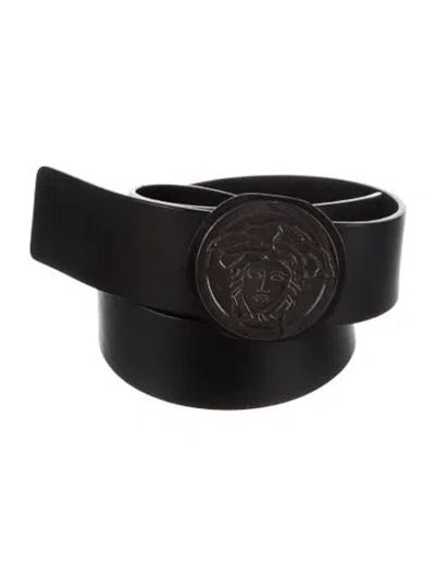 Pre-owned Versace Leather Waist Belt In Black