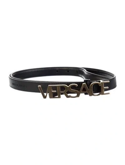Pre-owned Versace Leather Waist Belt In Black