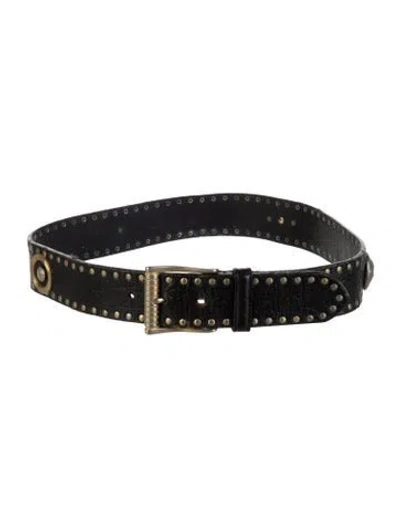 Pre-owned Versace Leather Waist Belt In Black