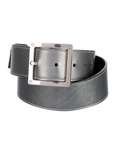 Pre-owned Versace Leather Waist Belt In Black