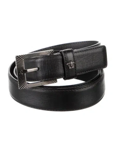 Pre-owned Versace Leather Waist Belt In Black
