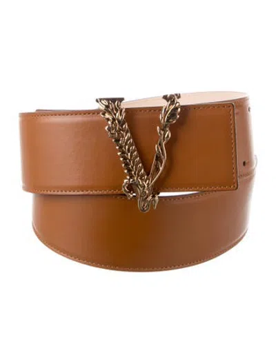Pre-owned Versace Leather Waist Belt In Brown