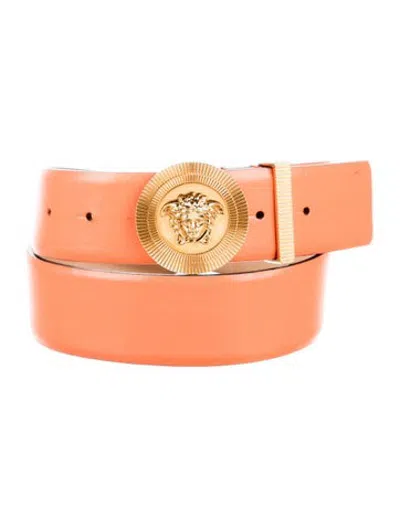 Pre-owned Versace Leather Waist Belt In Orange
