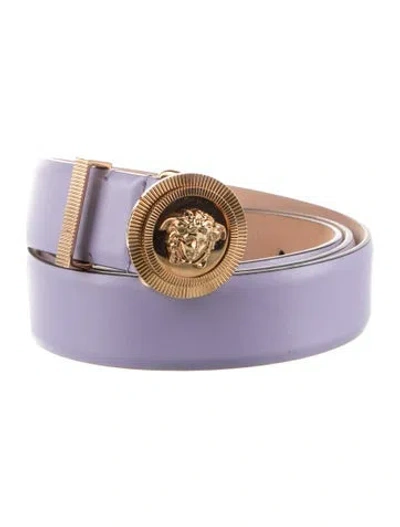 Pre-owned Versace Leather Waist Belt In Purple