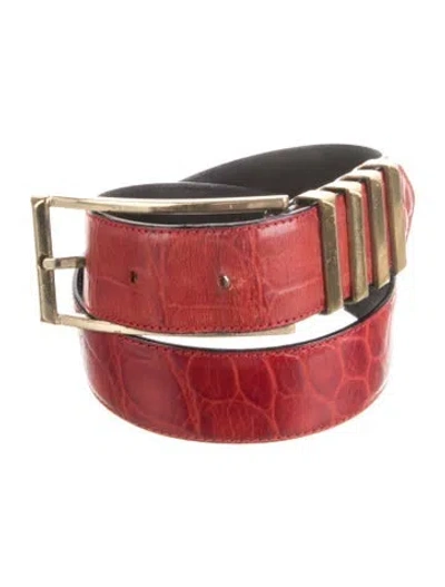 Pre-owned Versace Leather Waist Belt In Red