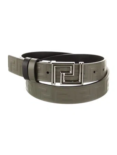 Pre-owned Versace Leather Waist Belt W/ Tags In Green