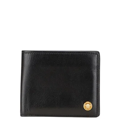 Pre-owned Versace Leather Wallet (bi-fold) () In Black