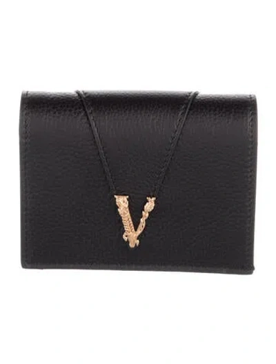 Pre-owned Versace Leather Wallet In Black