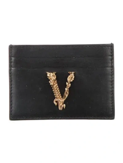 Pre-owned Versace Leather Wallet In Black