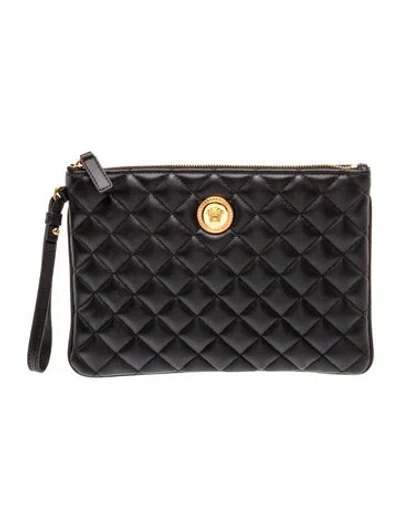 Pre-owned Versace Leather Wallet In Black