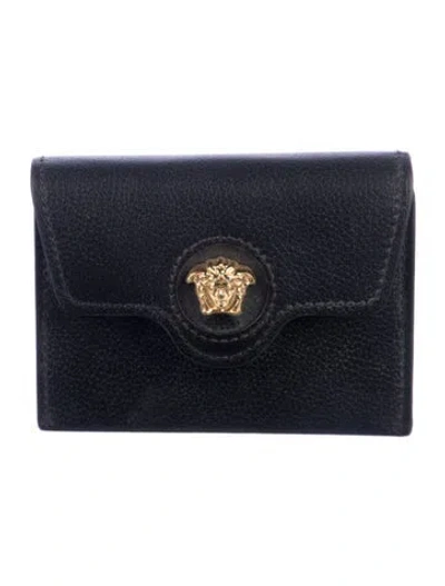 Pre-owned Versace Leather Wallet In Black