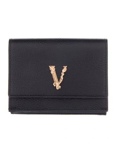 Pre-owned Versace Leather Wallet In Black