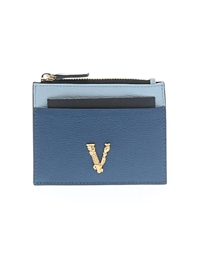 Pre-owned Versace Leather Wallet In Blue
