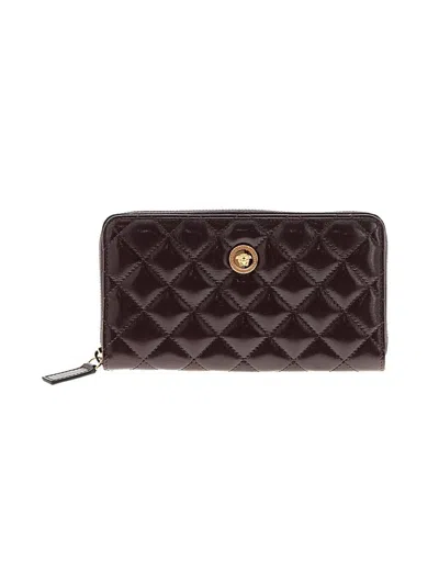 Pre-owned Versace Leather Wallet In Burgundy