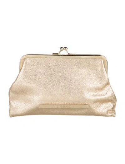Pre-owned Versace Leather Wallet In Gold