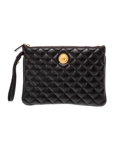 Pre-owned Versace Leather Wallet W/ Tags In Black