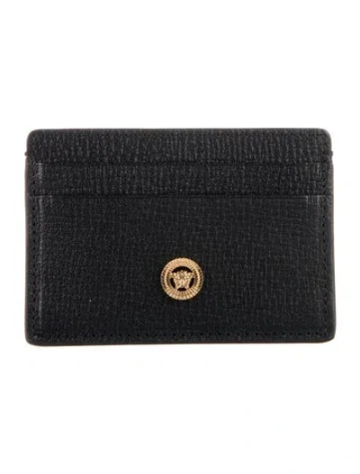 Pre-owned Versace Leather Wallet W/ Tags In Black