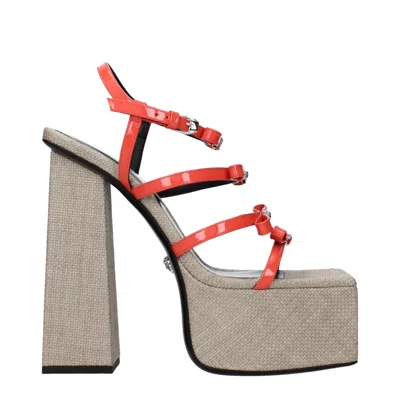 Versace Leather Women's Sandal In Orange