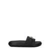 Versace Logo-embellished Leather Slider In Black