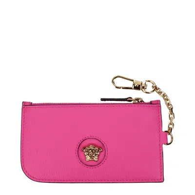 Versace Leather Women's Wallet In Pink