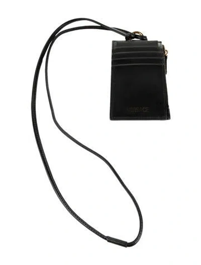 Pre-owned Versace Leather Wristlet In Black
