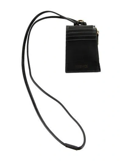 Pre-owned Versace Leather Wristlet In Black