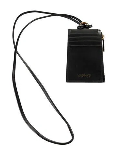 Pre-owned Versace Leather Wristlet In Blue