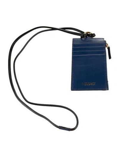 Pre-owned Versace Leather Wristlet In Blue